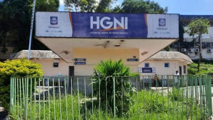Hospital Geral de Nova Iguaçu, para onde a menina de 7 anos foi levada após ser baleada na cabeça; a criança morreu na manhã desta segunda-feira (22)