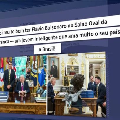Trump publica foto com o senador Flávio Bolsonaro em rede social