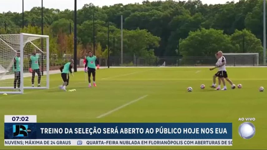 Seleção brasileira faz treino aberto na tarde desta quarta-feira (3) nos Estados Unidos
