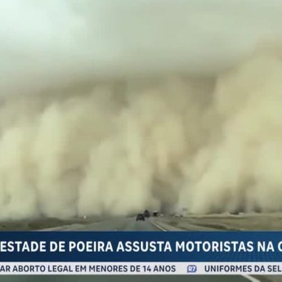 Tempestade de areia transforma paisagem e assusta motoristas na China