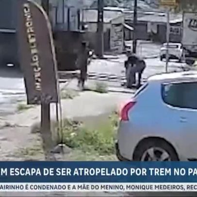 Homem quase é atropelado por trem ao cruzar rua no Paraná