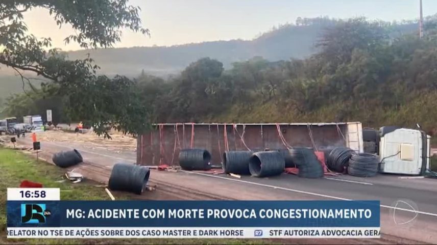 Acidente com morte interdita rodovia e provoca longo congestionamento em Belo Horizonte (MG)