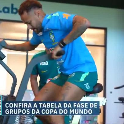 Neymar continua fora dos treinos na Copa, com fisioterapia e treino na academia
