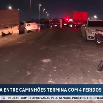 Racha entre caminhões deixa quatro feridos em São Paulo