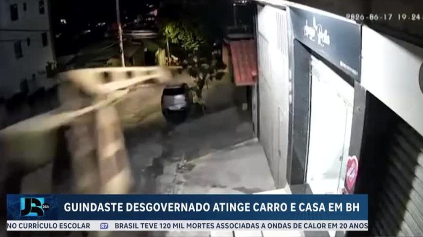 Acidente com guindaste em Belo Horizonte causa danos a carro e residência