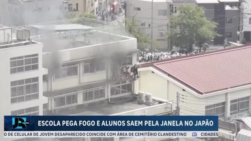 Escola pega fogo e alunos fogem pela janela em Tóquio