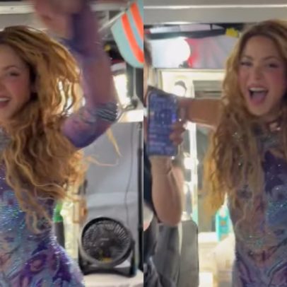 Shakira celebra classificação da Colômbia na Copa nos bastidores do show
