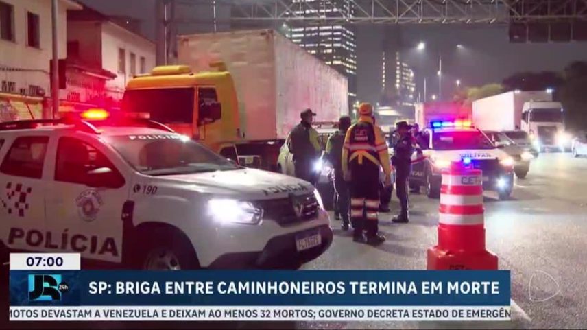 Briga entre caminhoneiros termina em morte na Marginal Pinheiros, em São Paulo