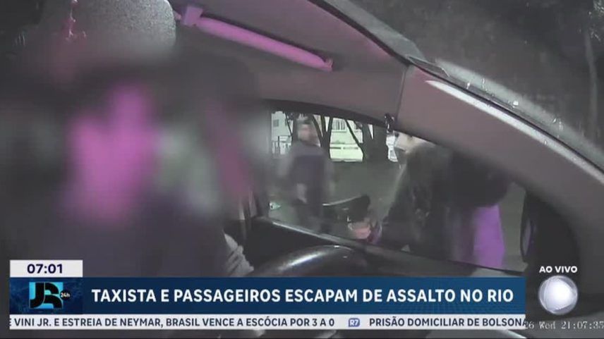 Taxista e passageiros escapam de assalto no Rio de Janeiro