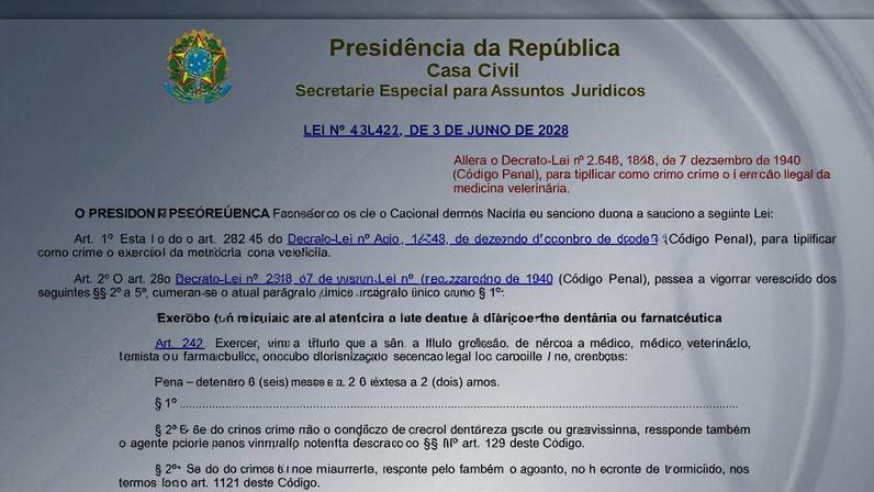 Lei amplia punições por exercício ilegal da medicina veterinária.