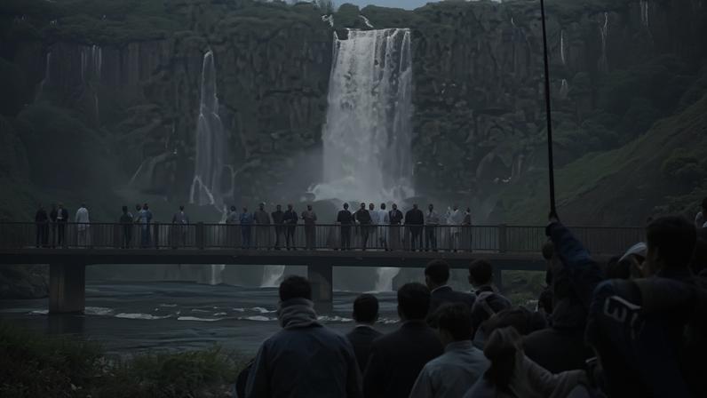 Turista pulo nas Cataratas do Iguaçu para pegar um celular. — Foto: Reprodução/Redes sociais
