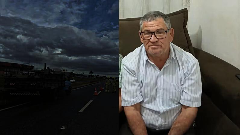 Ivo Alves Leite, de 70 anos, tentava atravessar a BR-376, em Mandaguaçu, quando foi atingido por caminhão e morreu. — Foto: Laura Nobre/RPC/Cedida/Eduardo Leandro