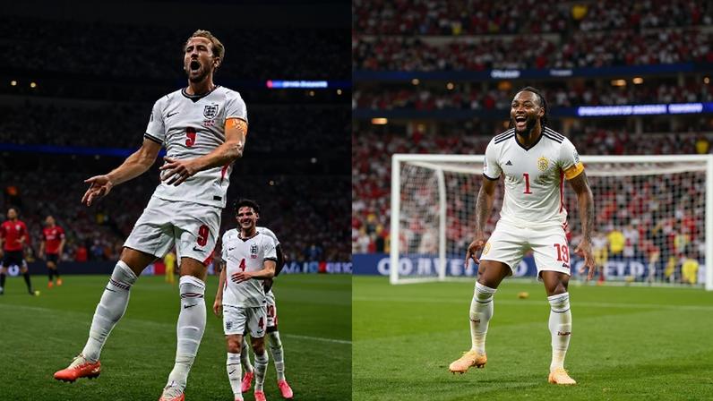 A Inglaterra, de Harry Kane, irá encarar Gana, de Antonie Semenyo, pela Copa do Mundo de 2026 (Fotos: PAUL ELLIS / AFP e DARRIAN TRAYNOR / AFP)