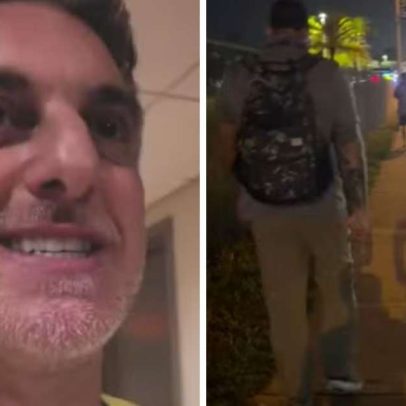Luciano Huck é obrigado a andar após ser abandonado pela família em estádio