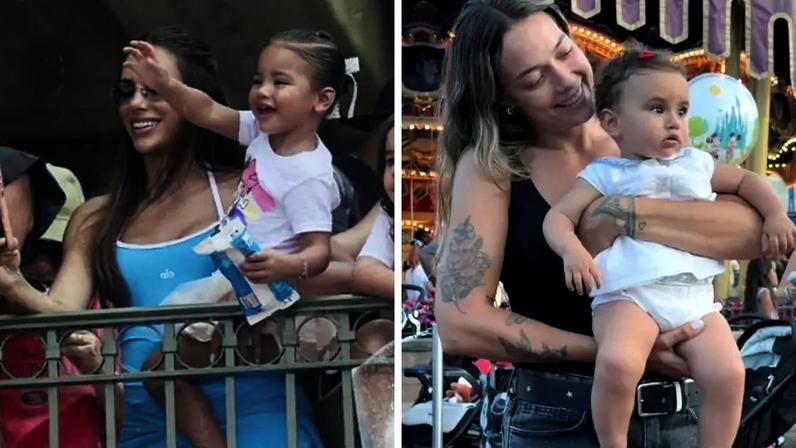 Bruna Biancardi segurando Mavie | Carol Dantas segurando Mel