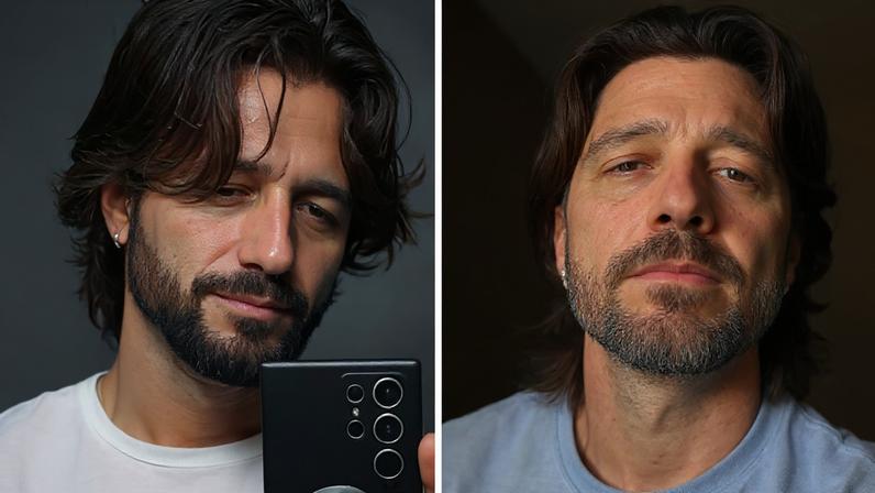 Diogo Venturieri com piercing (esq.) | Diogo Venturieri sem piercing (dir.)