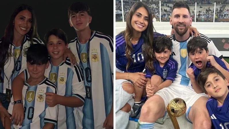 Antonela Roccuzzo, Messi e os filhos