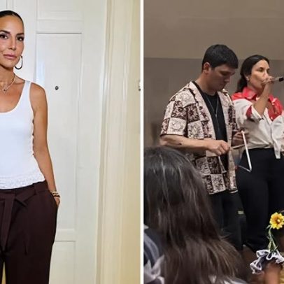 Ivete Sangalo canta na festa escolar das filhas