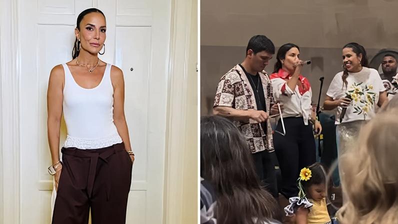 Ivete Sangalo subiu ao palco em festa junina das filhas nesta quarta-feira (17)