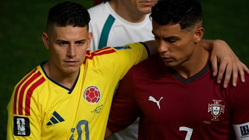 James Rodríguez, da Colômbia, e Cristiano Ronaldo, de Portugal, jogaram juntos no Real Madrid entre 2014 e 2018