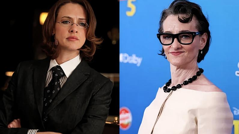 Joan Cusack em "Escola de Rock" e na estreia de "Toy Story 5", em Los Angeles