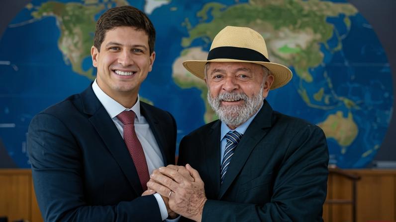 imagem colorida de joão campos, prefeito do recife, e o presidente Lula