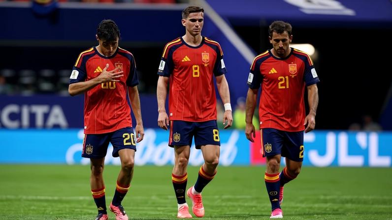 Jogadores da Espanha em jogo contra Cabo Verde pela Copa do Mundo