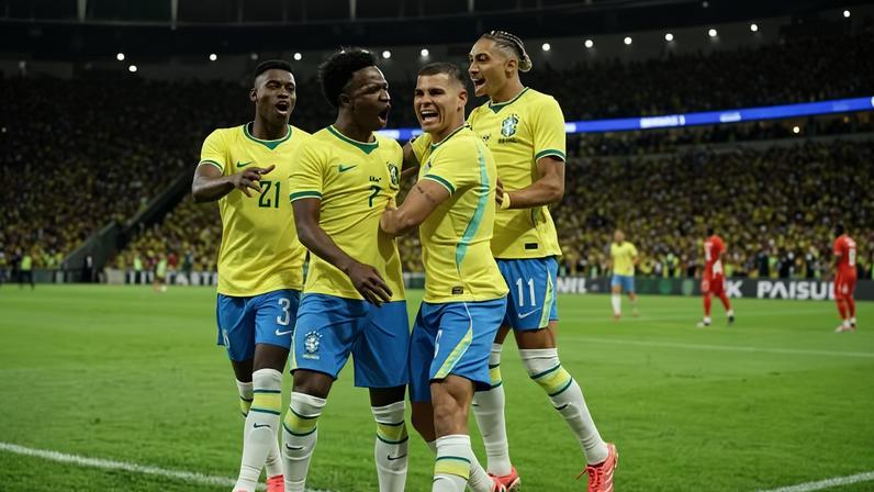 Jogadores da seleção brasileira comemoram: gols têm cardápio variado