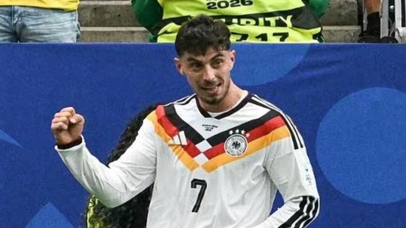 Kai Havertz comemora seu segundo gol no 7 a 1 da Alemanha contra Curaçao, na Copa do Mundo