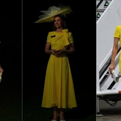 Kate Middleton é destaque ao repetir vestido pela terceira vez