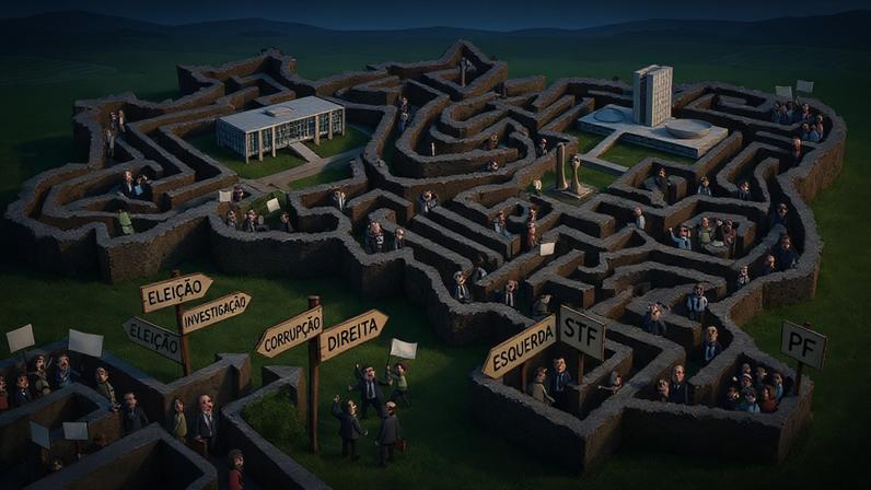 O articulista afirma que se Lula ganhar, o Brasil será uma ilha esquerdista num mar de governos de direita; na imagem, ilustração representando o Brasil como um labirinto