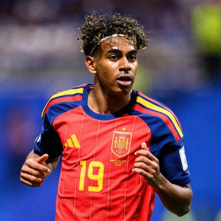 Lamine Yamal, atacante da Espanha, em ação na Copa do Mundo