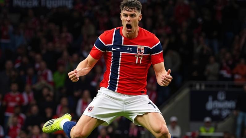 Larsen vibra com seu segundo gol contra a Suécia