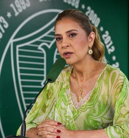 Leila Pereira, presidente do Palmeiras, em cerimônia de posse
