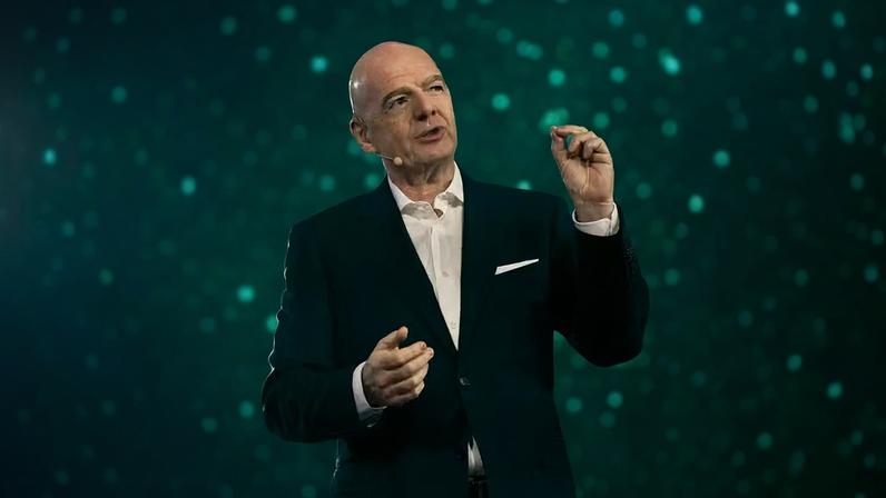 Gianni Infantino, presidente da Fifa, durante evento sobre tecnologia na Copa do Mundo de 2026 — Foto: Divulgação / Fifa