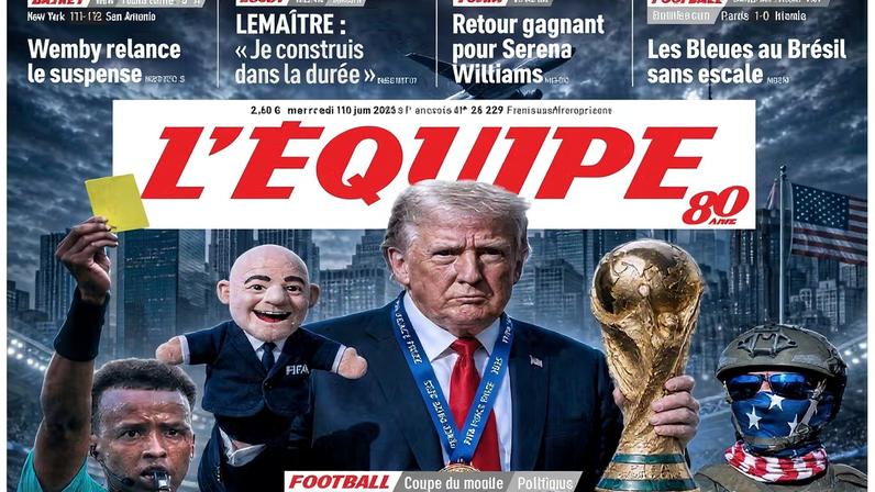 Capa do jornal francês "L'Équipe" critica Fifa e Copa nos Estados Unidos — Foto: Divulgação