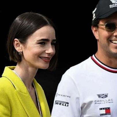 Lily Collins é vista com Sérgio Pérez em gravação em Mônaco
