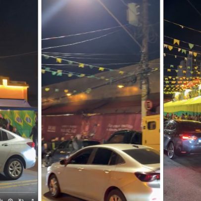 Bares de São Paulo cobriram fachadas com lonas durante jogo do Brasil