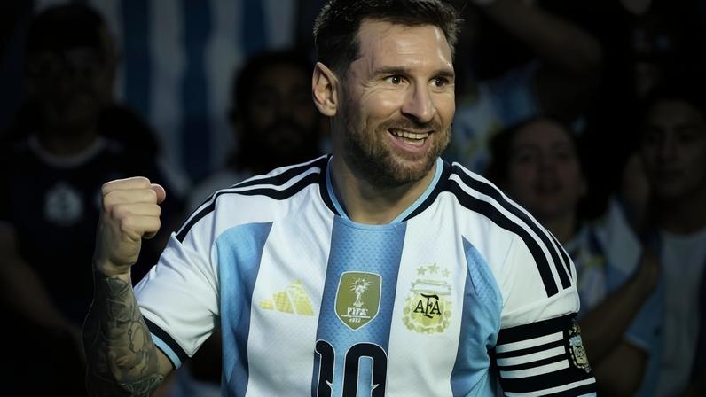 Lionel Messi celebra gol em Argentina x Islândia, amistoso pré-Copa