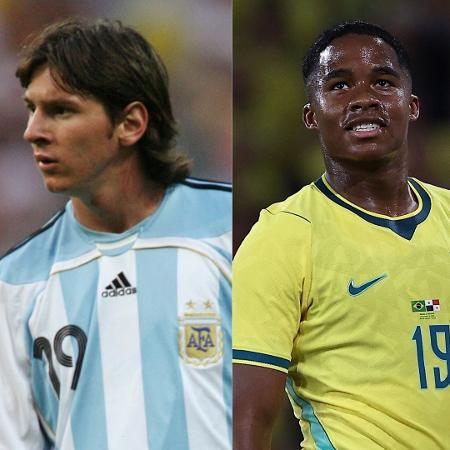 Lionel Messi e Endrick estão trilhando trajetórias semelhantes em início pelas seleções de Argentina e Brasil