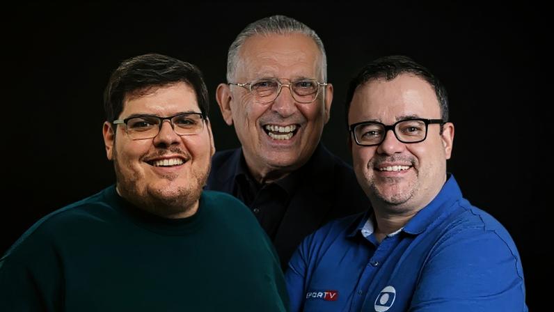 Casimiro Miguel (CazéTV), Galvão Bueno (SBT/N Sports) e Everaldo Marques (Globo/SporTV): uma Copa capaz de agradar a gregos e troianos