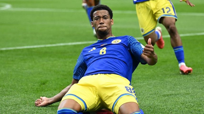Livano Comenencia comemora primeiro gol da história de Curaçao na Copa do Mundo