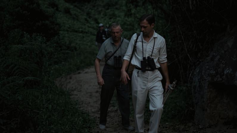 Augusto Ruschi propôs a criação de uma reserva florestal na área da Nova Lombardia, próxima ao centro de Santa Teresa, contra o avanço da cultura do café, que só foi criada em 1982 e nomeada Reserva Biológica Augusto Ruschi. Na foto, Augusto e Hasselblad na reserva
