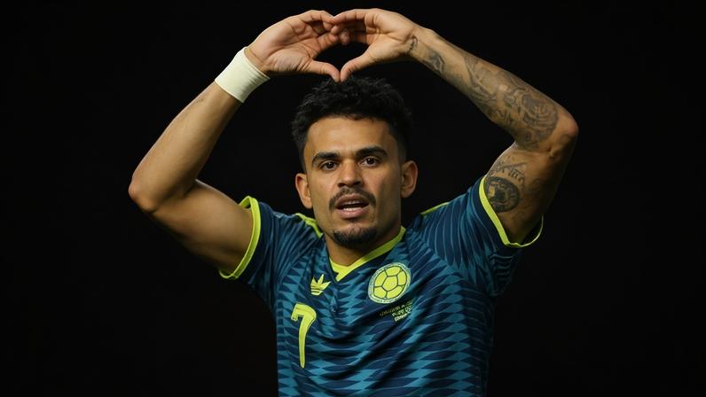 Luis Díaz celebra gol da Colômbia sobre Uzbequistão em jogo da Copa do Mundo