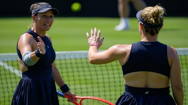Luisa Stefani e Gabriela Dabrowski durante o Eastbourne Open