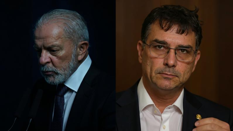 Montagem com fotos de Lula e Flávio Bolsonaro - Metrópoles