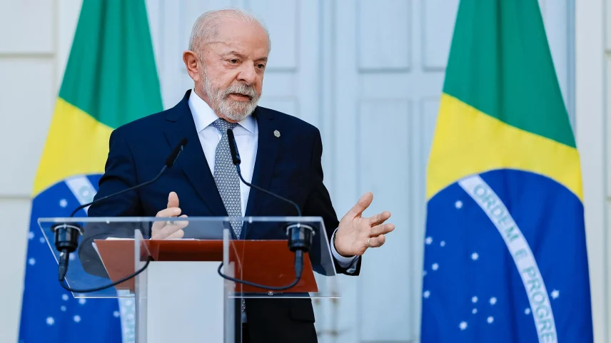 O presidente Lula durante entrevista coletiva em Genebra, na Suíça. (Foto: Ricardo Stuckert/Presidência da República)