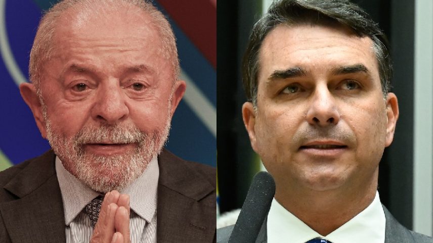 O presidente da República, Luiz Inácio Lula da Silva, e o senador Flávio Bolsonaro (PL-RJ) (Tania Rego/Agência Brasil/ANdressa Anholete/Agência Senado/Divulgação)