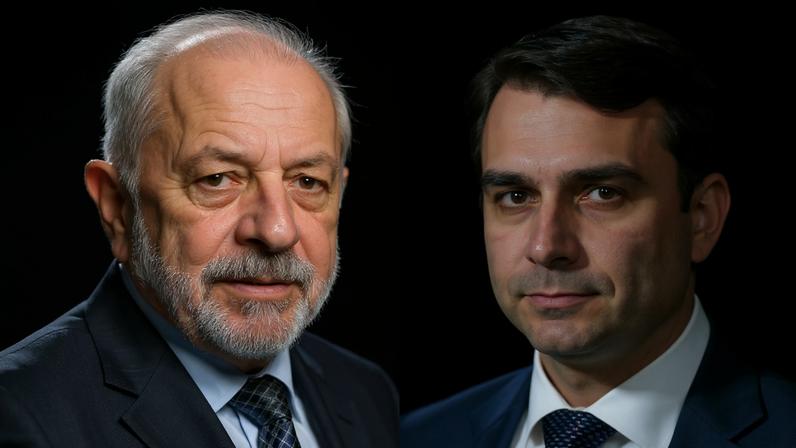 O presidente da República, Luiz Inácio Lula da Silva; e o senador Flávio Bolsonaro (PL-RJ) (Ricardo Stuckert/PR/Agência Brasil/Carlos Moura/Agência Senado)