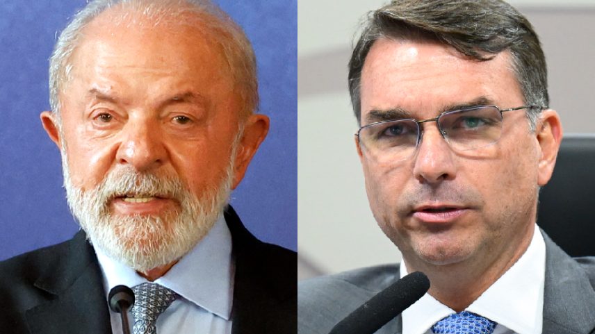 O presidente Luiz Inácio Lula da Silva e o senador Flávio Bolsonaro (Tânia Rêgo/Agência Brasil/Andressa Anholete/Agência Senado)